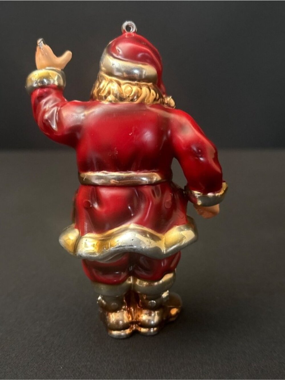 Santa Claus Christmas Vintage Ornament Red Gold Toned Glossy Belt Holiday Decor - Picture 8 of 13